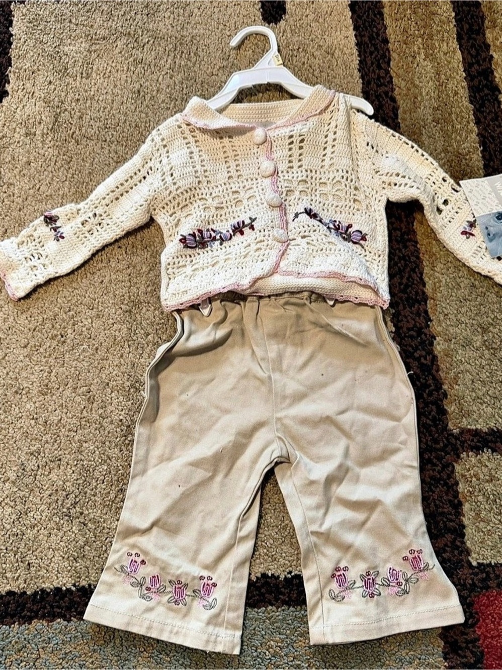 Baby Cream & Pink Matching Set NWT